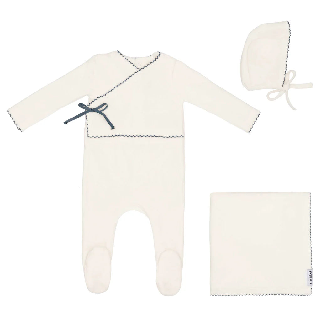 Classic velour kimono layette set - boys