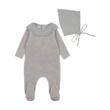 Load image into Gallery viewer, Vintage soft velour layette set - London fog
