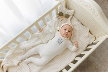 Load image into Gallery viewer, Vintage Stamp Boys Layette Set - Ivory and blue
