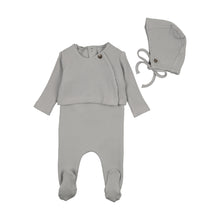 Load image into Gallery viewer, Waffle sweater layette set - Dusty Blue
