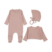 Load image into Gallery viewer, Waffle Sweater set layette set - Muted Pink
