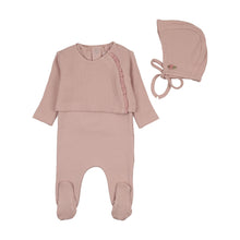 Load image into Gallery viewer, Waffle Sweater set layette set - Muted Pink
