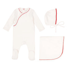 Load image into Gallery viewer, Classic ric rac layette set - Red on white
