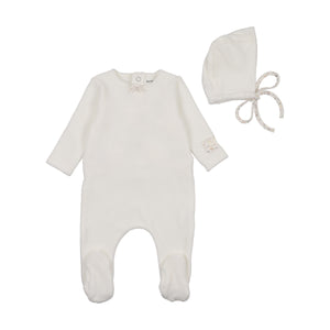 Whimsical bloom patch layette set - Chalk white girls