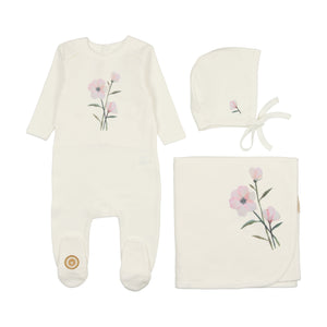 Whimsical blooms layette set - Ivory