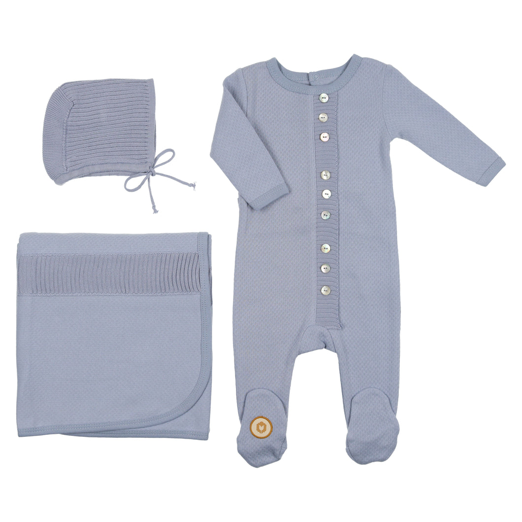 Whimsy wrap layette set - zen blue