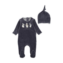 Load image into Gallery viewer, Winter geese footie and beanie - blue sea
