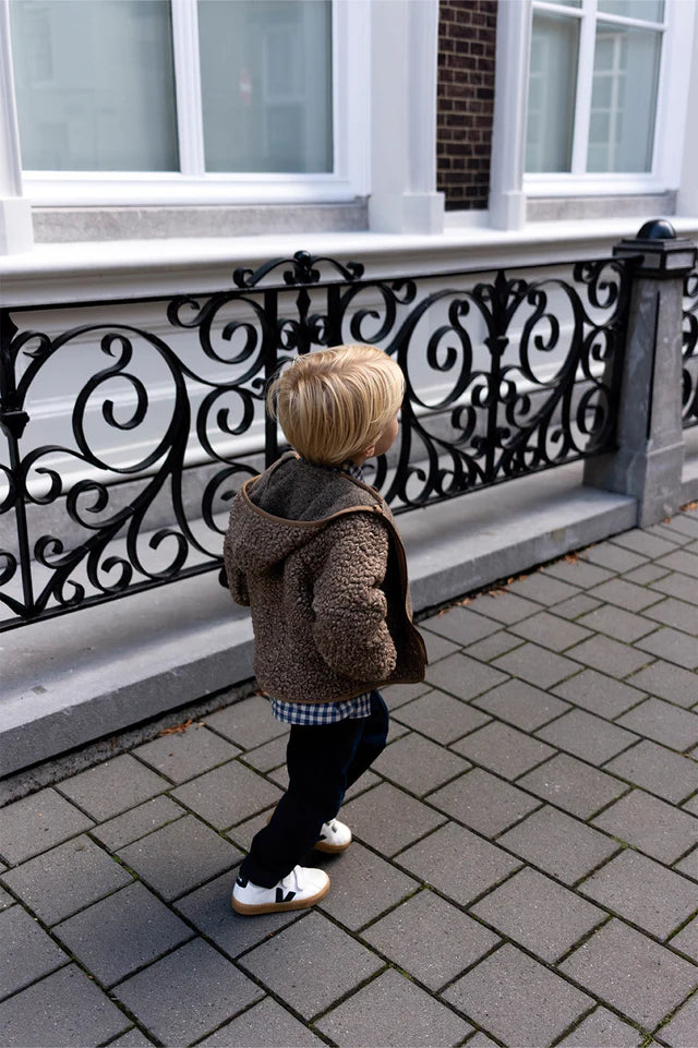 Mélange sherpa knit jacket - Taupe