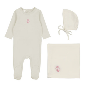 Ballet slippers layette set - White
