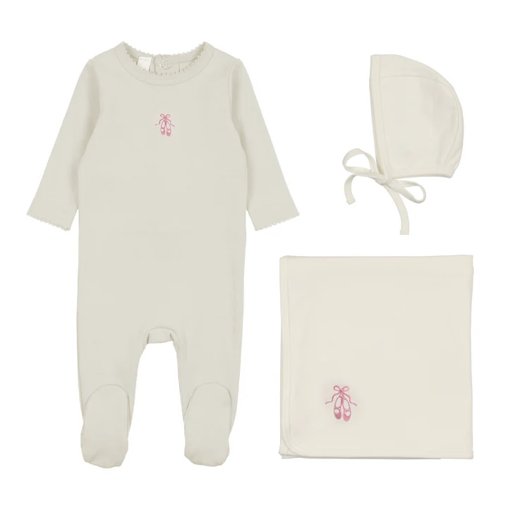 Ballet slippers layette set - White