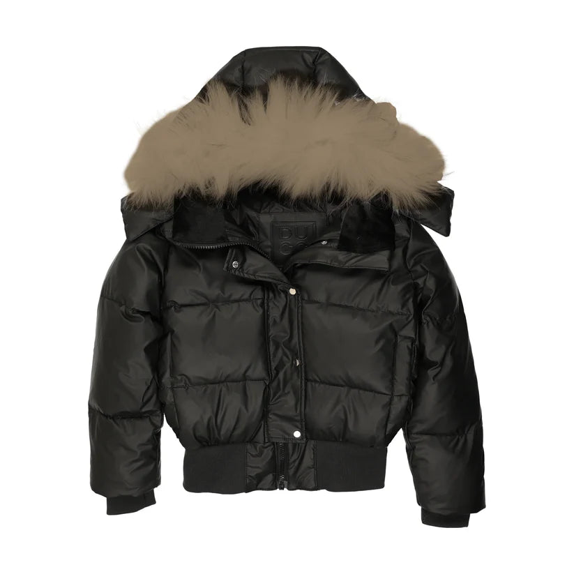 Black with natural fur coat - Black