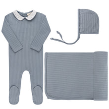 Load image into Gallery viewer, Wave collection - tulip layette set - blue pin dot
