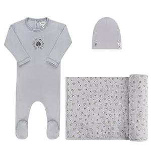 Garden floral center collection layette set - blue