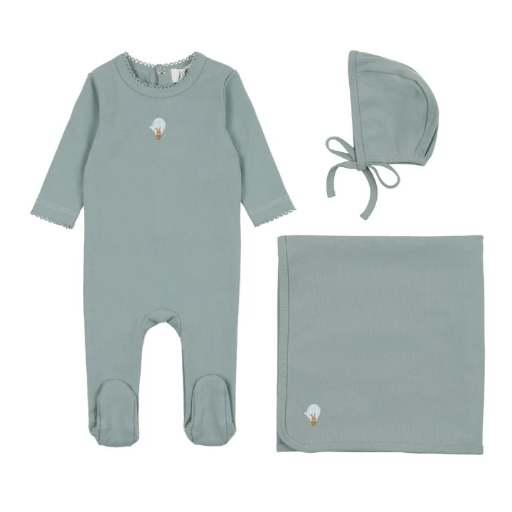Hot air balloon layette set - Blue