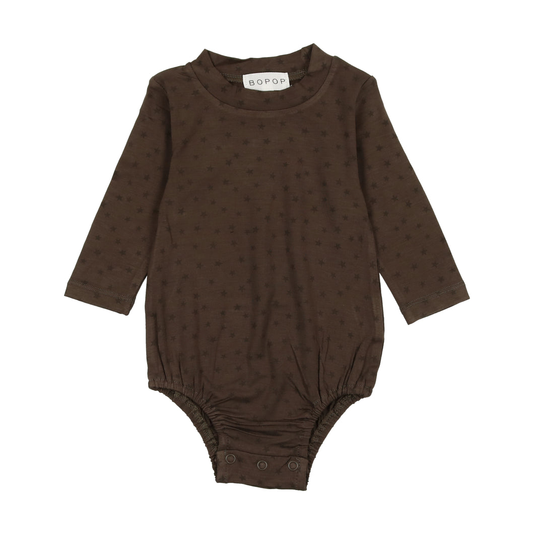 Raised star mock neck onesie - Olive