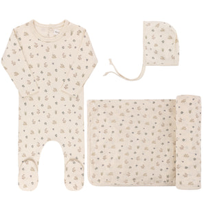 Garden floral print collection layette set - ivory boy