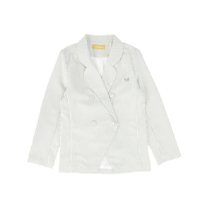 Seersucker piped blazer - dusty blue