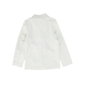 Seersucker piped blazer - dusty blue