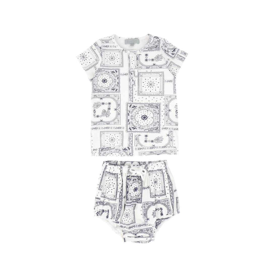 Paisley handkerchief print set - Navy