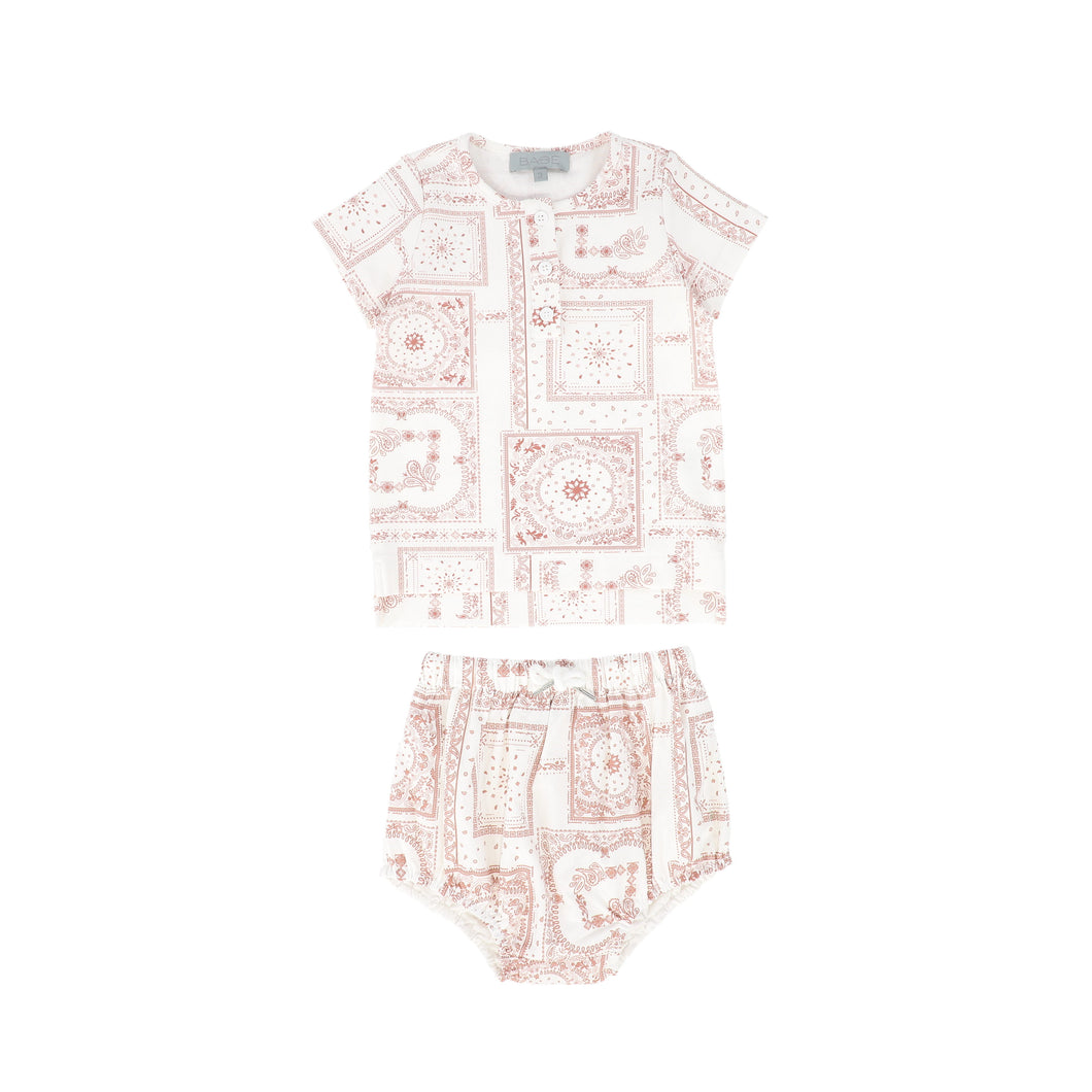 Paisley handkerchief print set - Pink