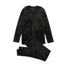 Load image into Gallery viewer, Black velour button pajamas
