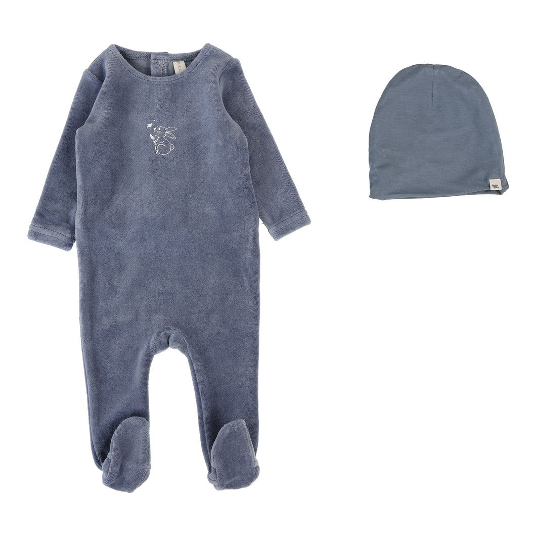Velour forest graphic footie set - Slate