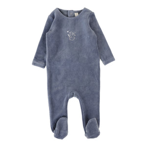 Velour forest graphic footie - Slate