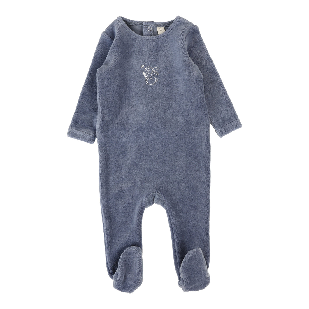 Velour forest graphic footie - Slate
