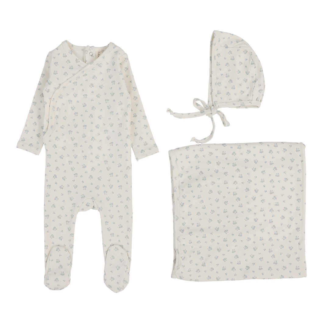 Bud layette set - Cream/blue