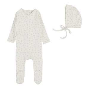 Bud footie set - Cream/blue