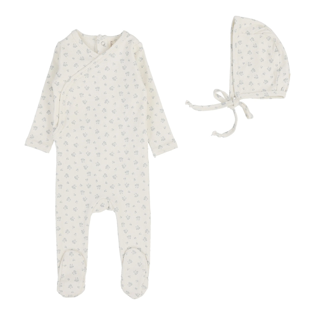 Bud footie set - Cream/blue