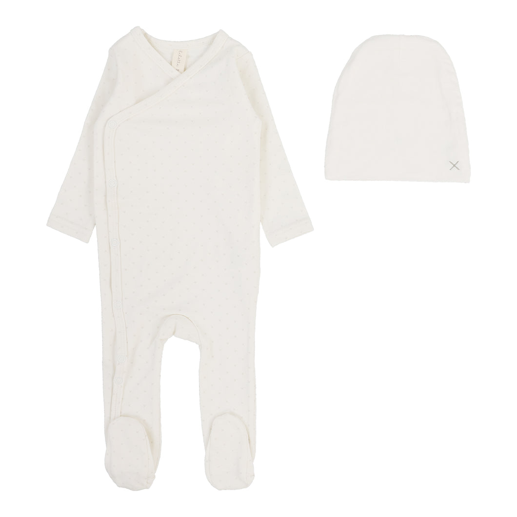 Take me home x print footie set - Cream/oat