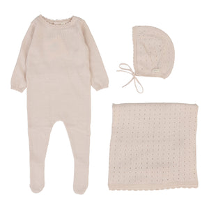Dotty knit layette set - Petal