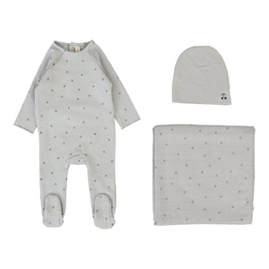 Cherry print layette set - Pale blue