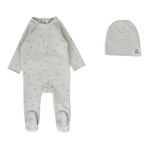 Cherry print footie set - Pale blue