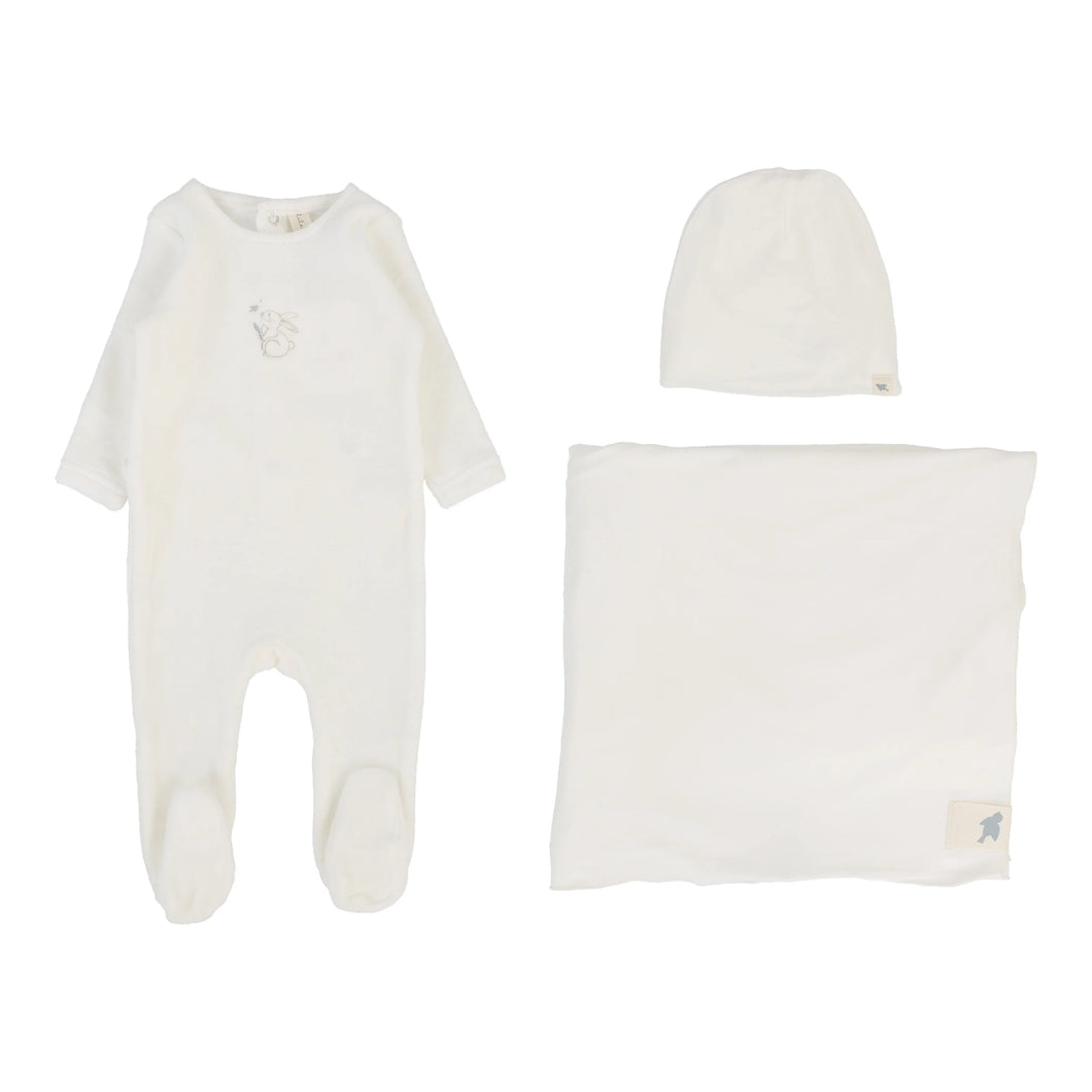 Velour forest graphic layette set - Winter white/oat