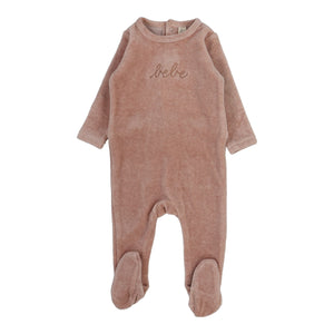 Velour bebe footie - heather pink