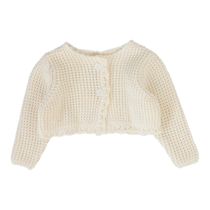 Chunky knit shrug - cream scallop