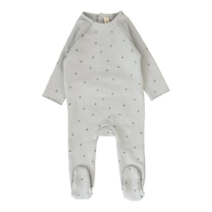 Cherry print footie - Pale blue
