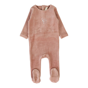 Velour forest graphic footie - Deep pink