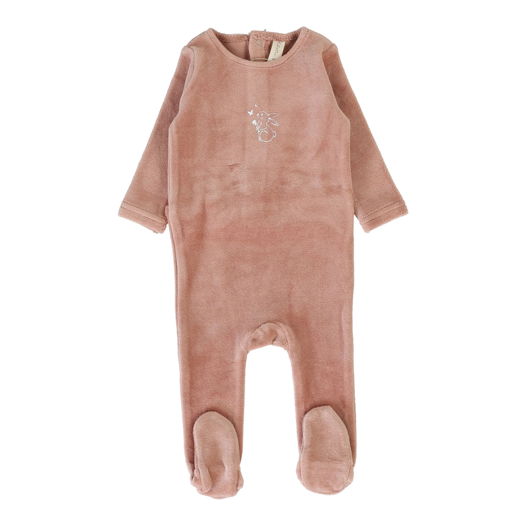 Velour forest graphic footie - Deep pink