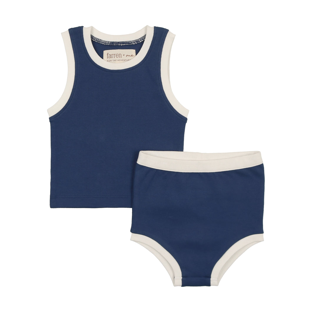 Tennis tank set - navy/ecru