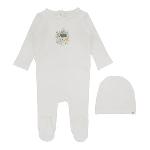 French terry print layette set - Winter white/doll house