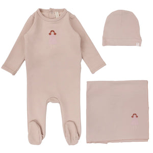 Handdrawn layette set - Pink