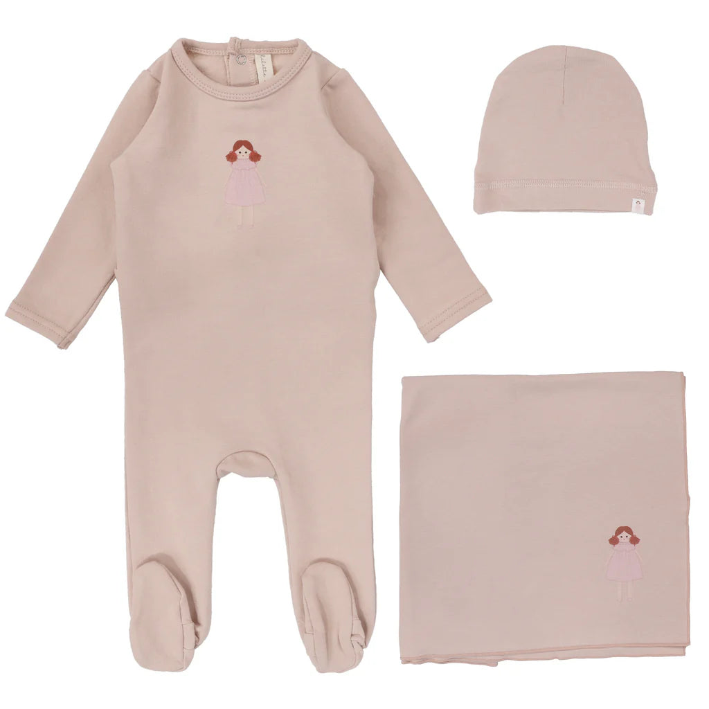 Handdrawn layette set - Pink