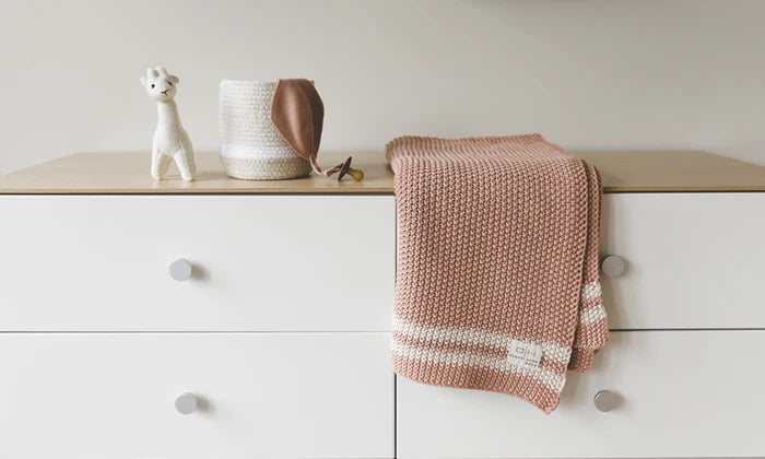 Domani Home - Marici Pink Shell Striped Baby Blanket