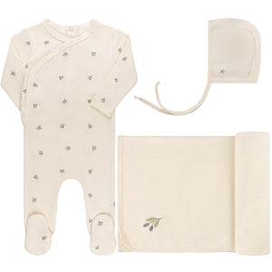 Embroidered collection layette set - ivory/berry