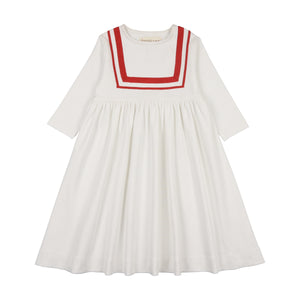 Tennis 3/4 sleeve sailor dress - ecru/red