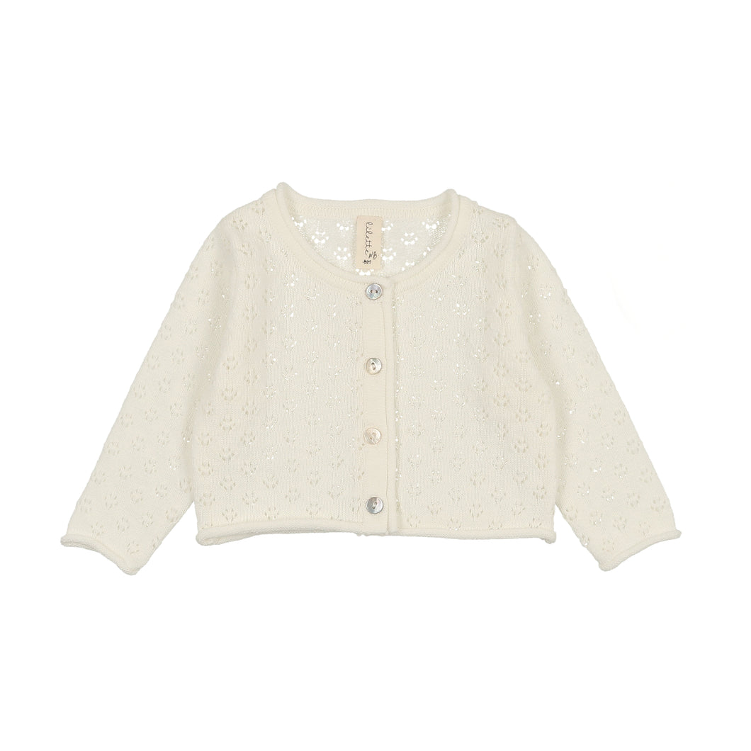 Knit pointelle cardigan - ivory