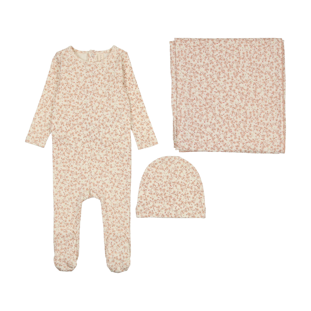 All over floral layette set - mauve